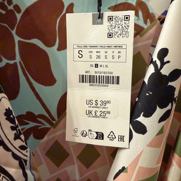 Zara Satin Scarf Print Draped Top Patchwork Wrap Sleeveless Blouse Size S - Picture 6 of 8